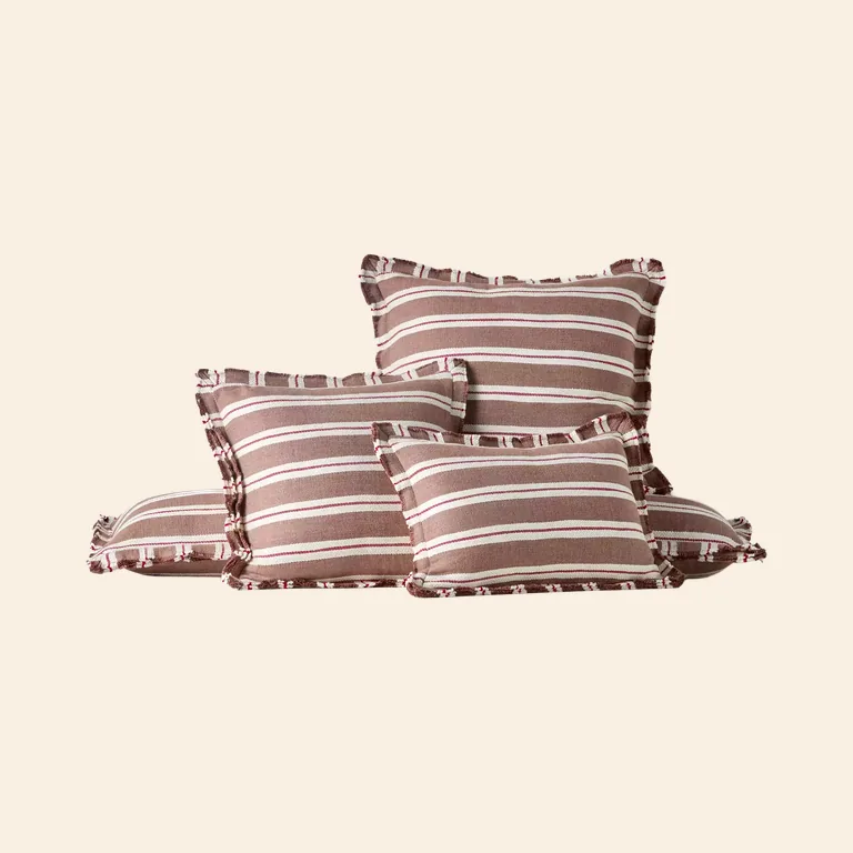 Linen Blend Pillow – Brown and Red