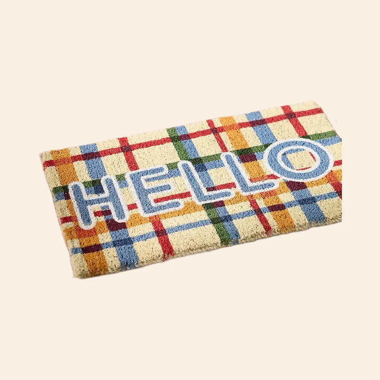 Plaid Hello Doormat