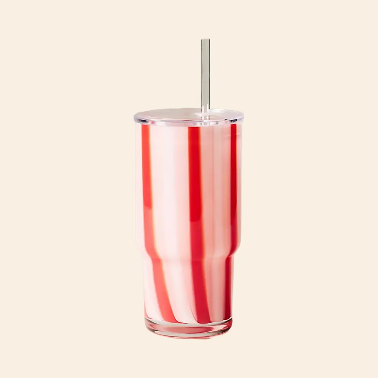 Ribbon Stripe Glass Tumbler
