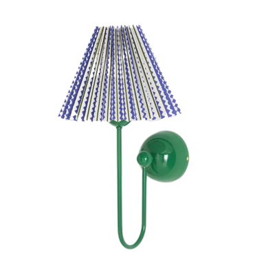 Green sconce with a blue shade