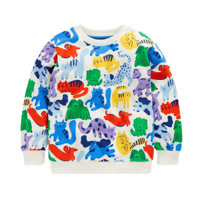 Colorful sweatshirt for kids with animals on it