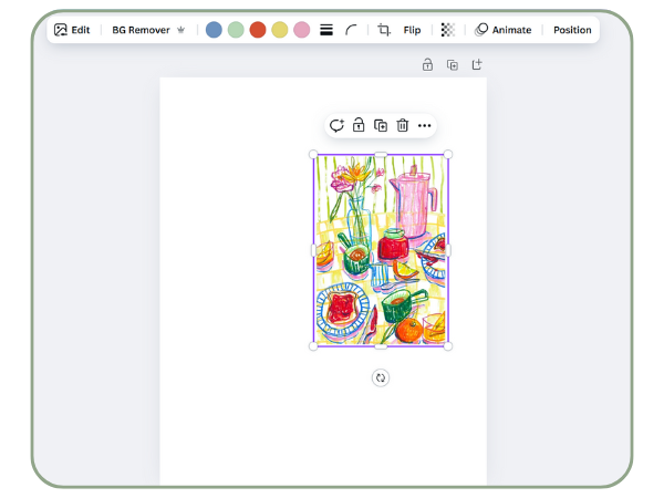 canva-paste-home-decor-item Canva screenshot showing an image pasted onto a blank board