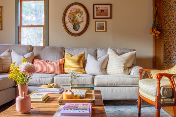 Living room with colorful accents