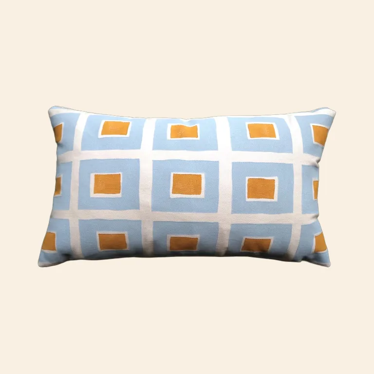 Blue and Orange Geometric Pillow Cover
