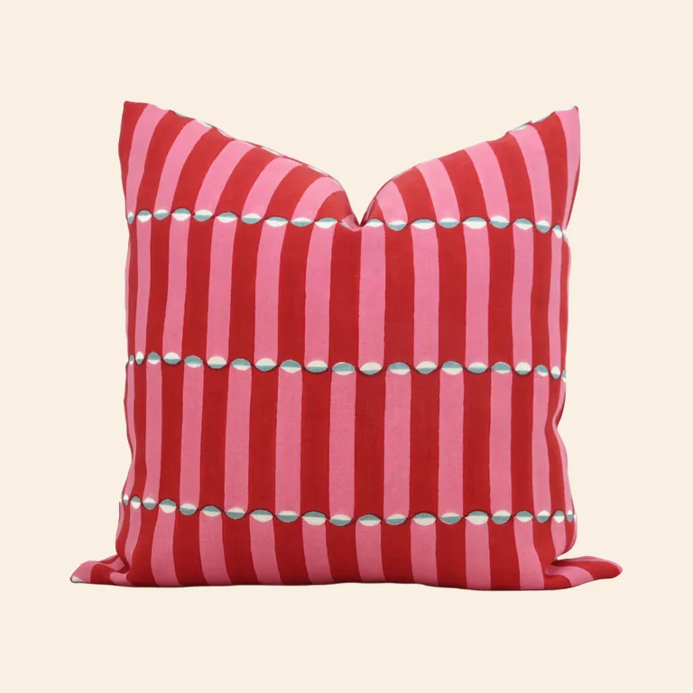 Molly Mahon Red & Pink Stripe Pillow Cover
