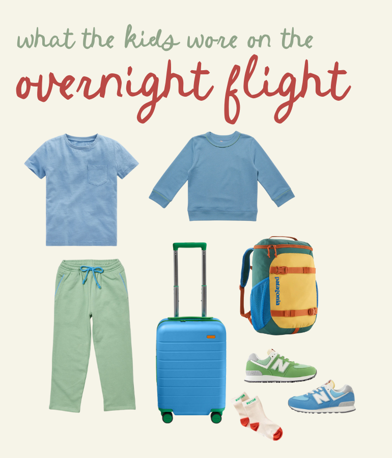 kids-summer-wardrobe-2025-plane-outfit mood board showing kid outfits