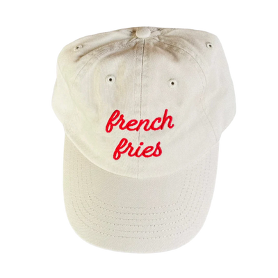 White hat with the words "French Fries" on it