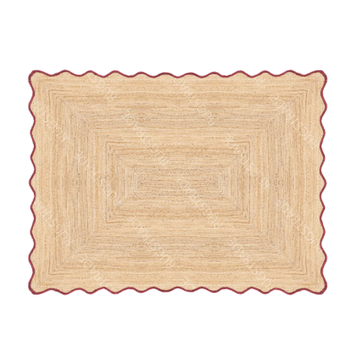 jute rug with red scallop edge