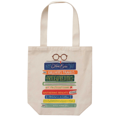tote bag with books by Rifle Paper