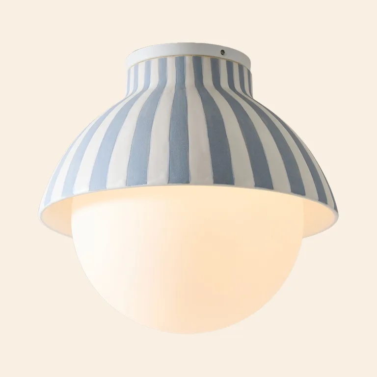 West Elm x PBK Striped Ceramic Flush Mount Light