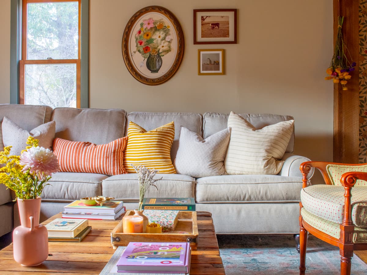 Living room with colorful accents