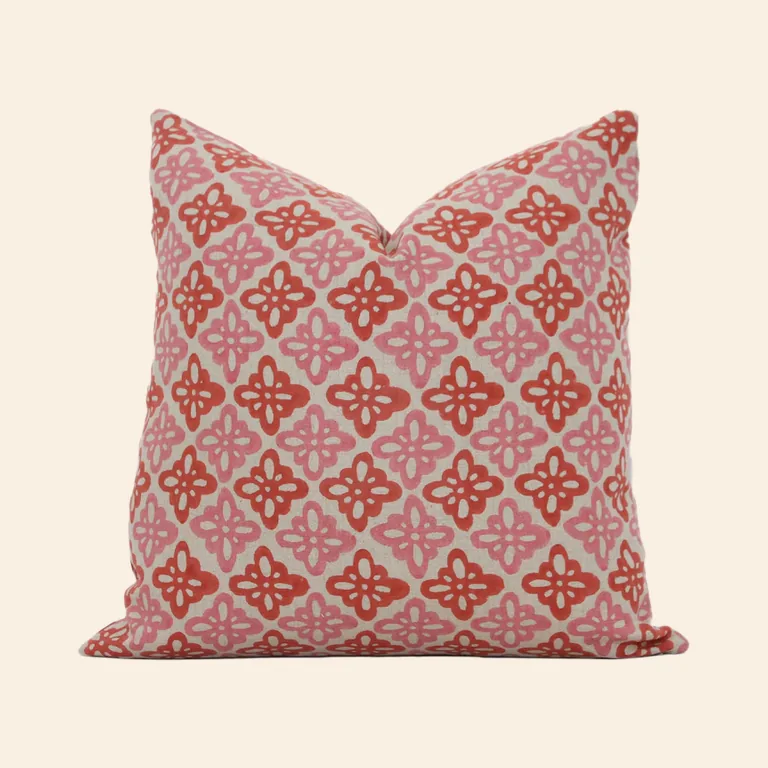 Molly Mahon Pink & Red Floral Pillow Cover