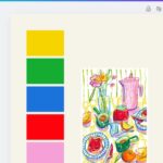 Screenshot of Canva board with a color palette and a piece of art