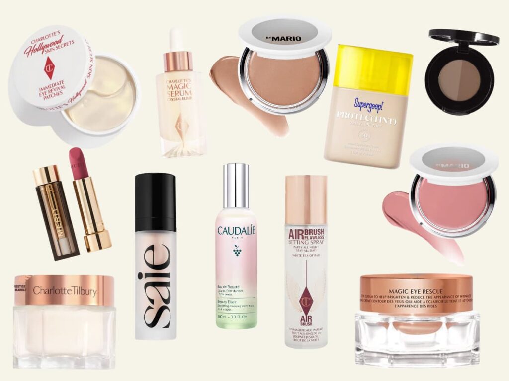 board showing makeup and skincare
