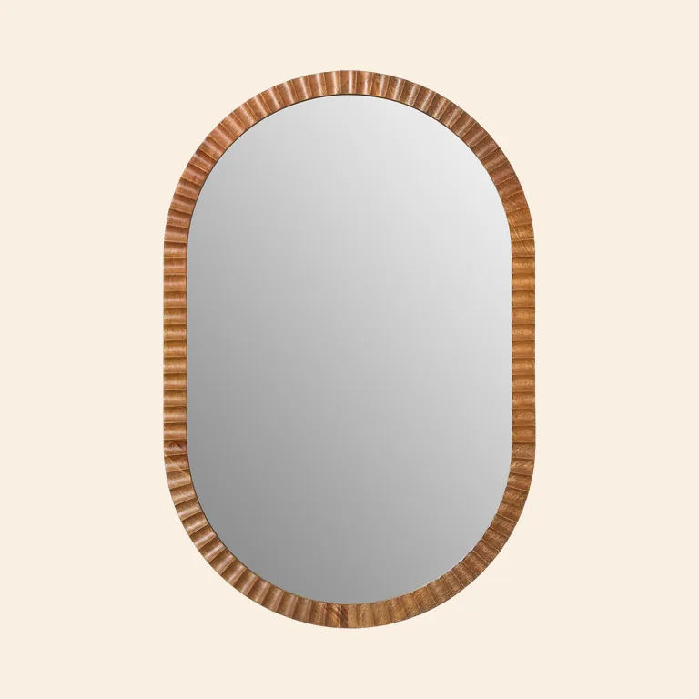 Frida Fluted Wood Wall Mirror